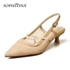 Sophitina成熟した女性の靴夏のメッシュ通気性のあるビーズバックストラップの靴尖ったつま先ピンバックル女性サンダル毎日AO575 210513