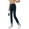 JXMYY Fashion повседневная ретро высокая талия похудения самоотепающиеся джинсовые брюки прямые ноги плюс бархатные трубы брюки 210412