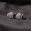 Double couche Love Heart Drop Boucles d'oreilles Stud 1 paire Casual 925 Argent Glacé Diamant Micro Pave Cubique Zircon Boucle D'oreille Hommes Femmes gif300J