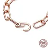 Me Link-Ketten-Armband, Roségold, echtes 925er Silber, passend für Original-Charms, zum Selbermachen, für Marke, Schmuckherstellung, Geschenk, Freund9364780