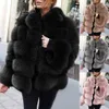 女性の毛皮のジャケットプラスサイズのカジュアルなフェイクコートブラックピンクビンテージロング冬のオーバーコートファッション210524