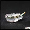 Pinnen, drop levering 2021 natuurlijke abalone shell mode veervorm broche pins European Design dames feest sieraden broches pin tw0xo