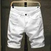 Summer Męskie Ripped Denim Shorts Classic Style Black White Fashion Casual Slim Fit Krótkie Dżinsy Male Marka 210716