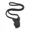 New Animal Hip-Hop Pendant Wood Bead Rosary Halsband Brand Novely Necklace 2021