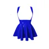 Casual klänningar glänsande pvc ärmlös spaghetti rem klänning kvinnor gotiskt vått läder a-line mini veckad klubb lady bodycon vestido