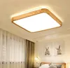 LED Tavan Işık Ahşap Yuvarlak Kare Oturma Odası Yatak Odası Için İç Aydınlatma Armatürü Yüzey Monte Lamba Uzaktan Kumanda Dim