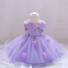 Girl's Dresses PLBBFZ Little Baby Girls Birthday Dress With Belt Appliques Cute Flower Evening Party Gown