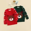 Natal crianças camisola casual meninas meninos meninos desenhos animados chifre urso jacquard manga longa rodada colarinho pullover mochilas y1024