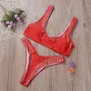 Bikinis set sexig strand baddräkt badkläder kvinnor solid svart röd kvinna 2021 nitar toppar bikini thong simma baddräkt Biquini