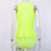 Omsj neon gul grön mesh blommig bodysuit kvinnor spets kropp romer sexig clubwear ihåliga bodycon party jumpsuit bodysuits 210517