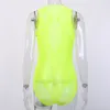 OMSJ Neon Giallo Verde Maglia Floreale Tuta Donna Pizzo Body Pagliaccetto Sexy Clubwear Hollow Bodycon Party Tuta Tute 210517