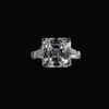 Oryginalny 925 Silver Square Pierścień Asscher Cut Symulowany Diament Zaręczyny Zaręczyny Koktajl Kobiety Topaz Rings Finger Fine Jewelry