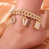 Мода Rhinestone Diy Cuban Link Anklet Colulsy Bracete Оптовая продажа для женщин-цепь замороженные Мужчины Босиком на ноге Ювелирные изделия