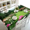 Customizable 3d Tablecloth Pink Peach Blossom&Butterfly Pattern Thicken Polyester Rectangular and Round Table cloth Home textile 210626