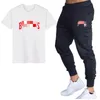 Mens Letter Printing Tracksuit Fashion Trend Round Neck Short Sleeve Tops Trousers Sports Suits Designer Male Casual Gyms Fitness Two Pieces Sets