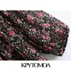 Женщины Chic Fashion Floral Print Ruffled мини винтажные три четверти рукава с подкладкой женские платья Mujer 210416