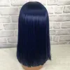 2021 outono e inverno moda lazer azul peruca química fibra dianteira rendas peruca temperamento feminino curto cabelo onda de cabelo de alta qualidade