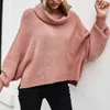 Outono inverno gola alta camisola pullovers mulheres vintage rosa casual streetstyle malha jumper harajuku tops 210427