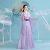 Chinese traditional hanfu women cosplay fairy costume TV Film apparel purple gown elegant princess dress ancient style dance stage wear