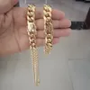 Miami Cuban Link Chains Mężczyźni Kobiety Zestawy biżuterii Hip Hop Naszyjniki Bransoletki Stal nierdzewna 316L Podwójna blokada bezpieczeństwa Klamry Łańcuch krawężnika 1,4 cm szerokości 18 cali-30 cali 2 kolory