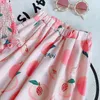 Meisjes kleding set zomer fruit print elastische slinger top + hoge taille lange rok tweedelige mode baby meisje 210515