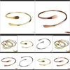 バングルブレスレットジュエリードロップ配信2021 MylongingCharm 10pcs/lot Blank Brass Smooth Oval Stacking Bracelet Open Cuff Bangles F16711 PAS2L