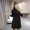 Mode femme robes printemps décontracté plus taille imprimé mousseline de soie vêtements pour femmes à manches longues femmes plissées 2186 50 210506