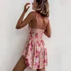 Foridol Casual Floral Boho Elegant French Dres Pink Flower Print Bohemian Beach Style Summer Mini 210623