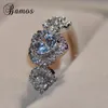 Wedding Rings Bamos Cute Heart Eternity Ring Luxury Cubic Zirconia Engagement For Women Fashion White Gold Filled Jewelry8395418