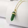 Natural Malachite Opal Stone Hexagon Pendant Necklaces Women Trendy Column Quartz Bullet Geometric Crystal Necklace Mens Jewelry