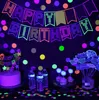 Birthday Party Decoration Set Novelty Lighting Neon Banner Paper Garland Fluorescent letters Happy Birthdays Flag 54pcs Easy use