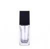 15 20 30 40 ml leere klare quadratische Glas-Emulsions-Essenz-Flasche mit schwarzem Pumpenkopf, Kosmetikbehälter für Lotion, Reiniger, Körpercreme SN5976