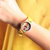 캔디 노란색 다채로운 나무 탑 럭셔리 여성 드레스 독특한 대나무 시계 쿼츠 손목 시계 여자를위한 여성 간단한 시계
