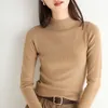 Automne hiver femmes pulls pull à manches longues tricoté coréen élasticité décontracté pull femme solide mince Streetwear col montant