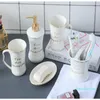 Brief Light Luxury Five -Piece Ceramic Bathroom Set European Style Bathroom Hand Sanitizer Bottle Suite -98