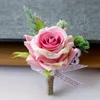 Dekoracyjne kwiaty Wieńce Rose Flower Silk Boutonniere Corsage Akcesoria Dekoracje ślubne