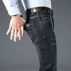 High-end marca homens slim jeans primavera verão negócio casual calças de perna masculina outono inverno estiramento jeans calças 211103