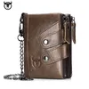 TopFight Brand Bullcaptain Blocking Protection Anti-Theft Scan Male Leather Biflod Short Wallet Large Men Wallets1215y