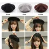 Vrouwen meisje baret franse kunstenaar warme wol winter beanie hoed cap vintage gewone baret hoeden effen kleur elegante dame winter caps heet