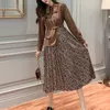 Women Black Brown Turn Dwon Collar Floral Print Long Sleeve Pocket Sash Midi Mid-calf Shirt Dress Elegant Autumn D1516 210514