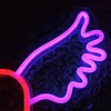 Roze Paars Gevleugelde Rode Hart Sign Bar KTV Webcast Achtergrond Wanddecoratie LED Neon Light 12 V Super Bright