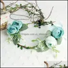 Bijoux de cheveux de mariage Rosa Fleur Couronne De Mariée Tête Artificielle Tiara Couronne Pour Bandeau Floral Femme Accessoires Drop Livraison 2021 Zydgr