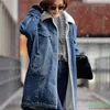 Giacche da donna Pelliccia Giacca di jeans invernale calda Donna 2021 Moda Autunno Fodera in lana Jeans Cappotto Bomber Casaco Feminino
