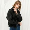 Fashion Street Faux Leather Jacket Women Casual Loose Batwing Sleeve Washed Pu Coat Biker Jackets 210430