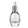 30ml Clear Glass Mini Essential Oils Glass-Flaskor Traveller Tomguld / Sliver Cap med Dropper Refillerbar flaska RRA8470