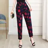 XL-5XL Plus Größe Casual Mittleren Alters Frauen Hosen Sommer Knöchellangen Harem Hosen Mode Gestreiften Druck Hohe Taille Hosen 210707