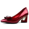 Verkäufe Marke Neue Mode Glänzende Frauen Formale Pumps Beige Rot Rosa Schwarz Sexy Dame Hochzeit Schuhe EY6s Perle Plus große Größe 12 31 48 210408