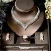 Orecchini Collana HIBRIDE Esclusivo Fascino Trasparente 4 pezzi Set di orecchini 2021 Brillante Dubai Set di gioielli da sposa per feste per Lady N-1828