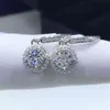 プラチナメッキ925スターリングシルバーブリリアントカット1 CTパスダイヤモンドテスターDカラーMoissaniteラウンドサークルドロップイヤリング