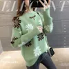 Low neck sweater women s knitted loose fitting outer wear wild bottoming pullover autumn and winter thickening 210427